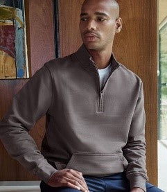 Piqué Sweater mit 1/4 Zip