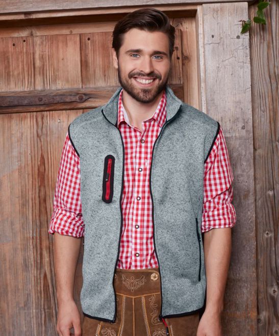 Herren Strickfleece Weste mit Stehkragen