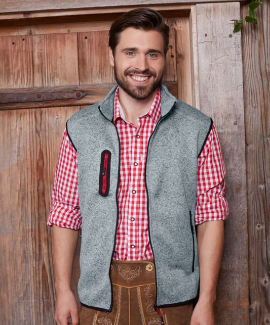 Herren Strickfleece Weste mit Stehkragen