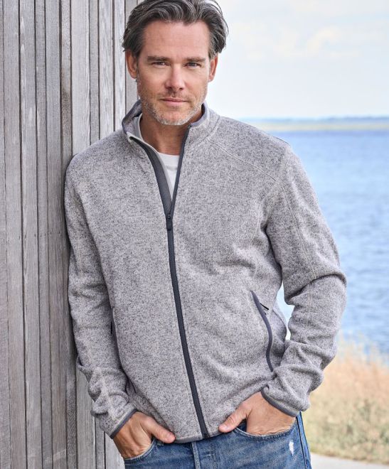 Herren Melange Strickfleece Jacke