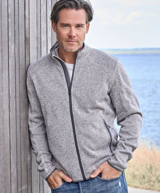 Herren Melange Strickfleece Jacke