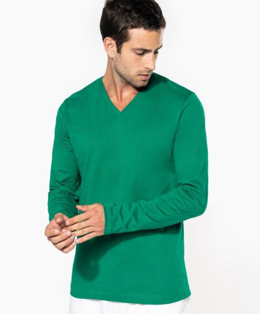 V-Ausschnitt T-Shirt langarm