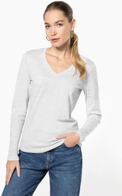 T-Shirt langarm V-Ausschnitt Damen |   Art. Nr. K 382