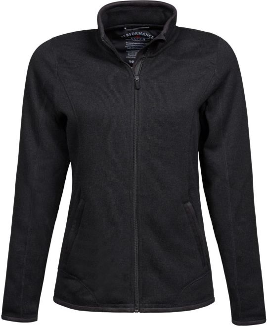 Damen Melange Strickfleece Jacke