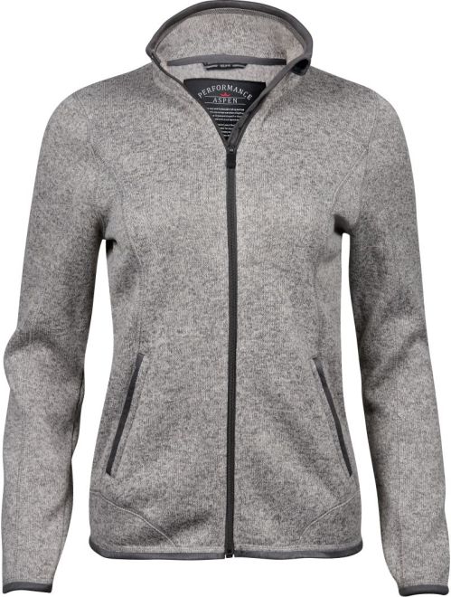 Damen Melange Strickfleece Jacke