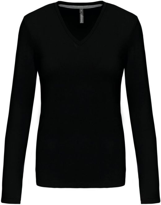 Damen V-Ausschnitt T-Shirt langarm