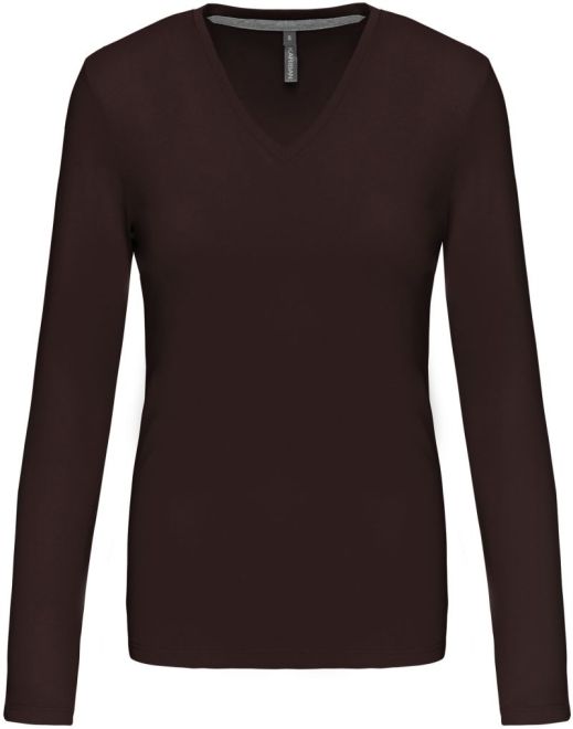 Damen V-Ausschnitt T-Shirt langarm