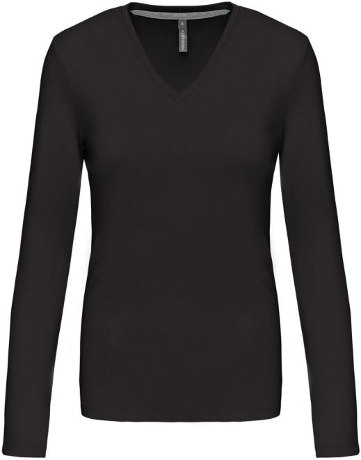 Damen V-Ausschnitt T-Shirt langarm