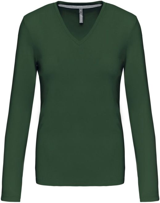 Damen V-Ausschnitt T-Shirt langarm