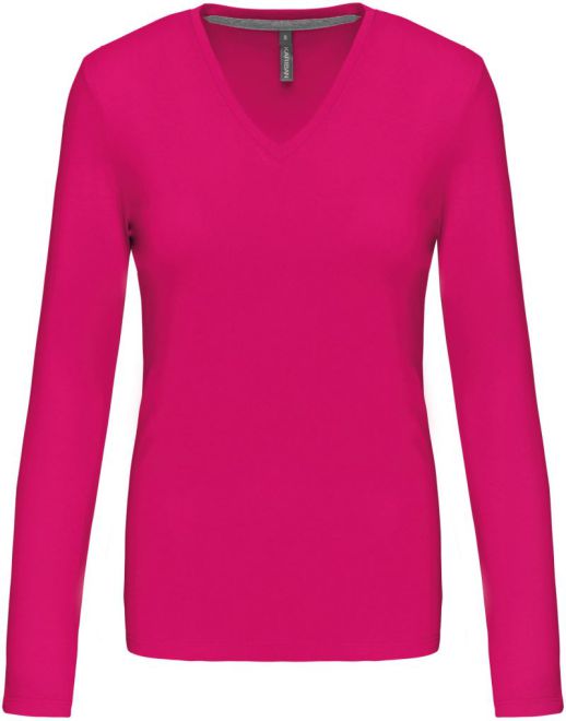 Damen V-Ausschnitt T-Shirt langarm