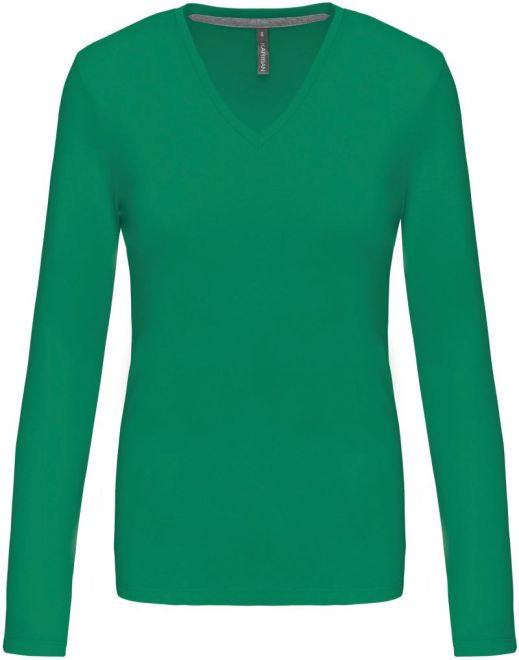 Damen V-Ausschnitt T-Shirt langarm