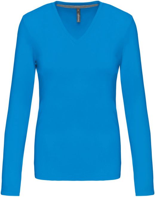 Damen V-Ausschnitt T-Shirt langarm