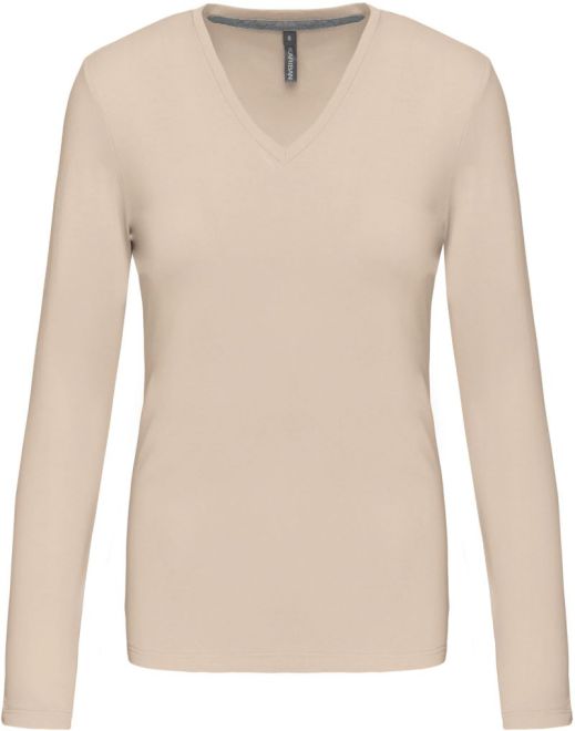 Damen V-Ausschnitt T-Shirt langarm