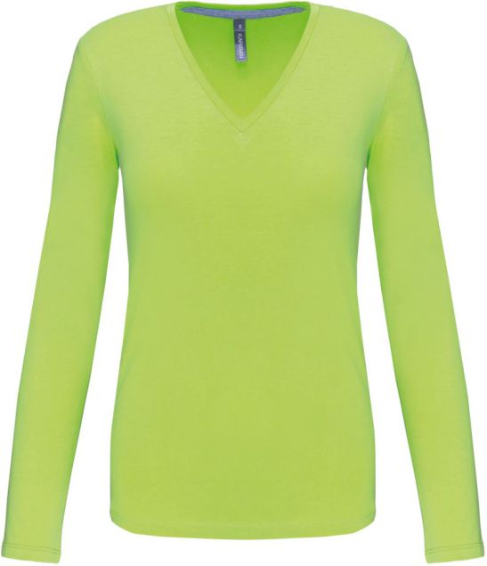 Damen V-Ausschnitt T-Shirt langarm