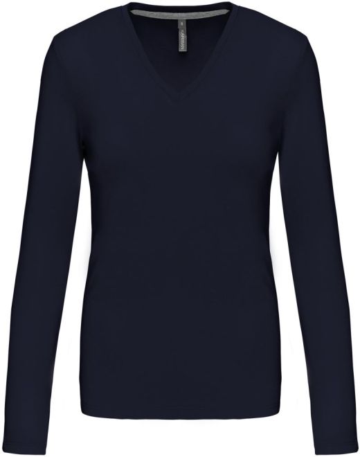 Damen V-Ausschnitt T-Shirt langarm