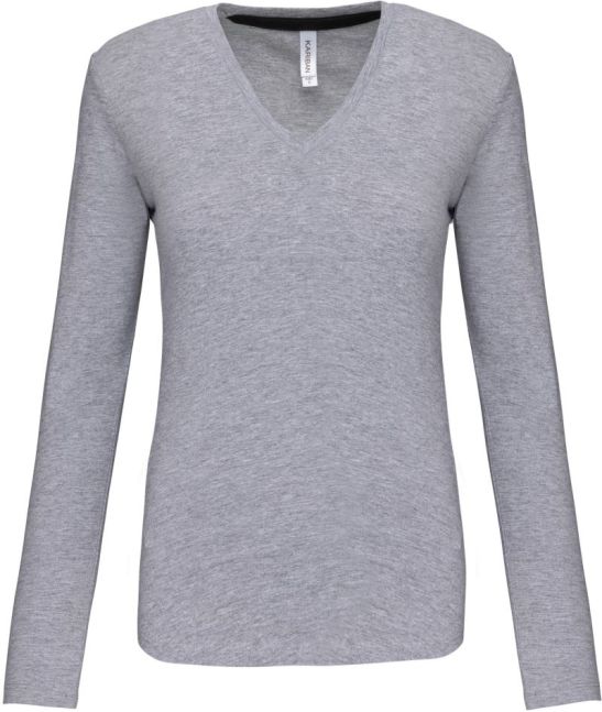Damen V-Ausschnitt T-Shirt langarm