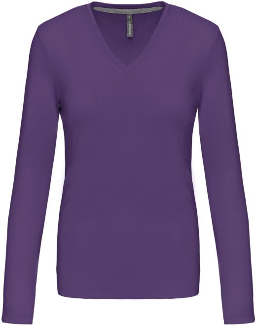 Damen V-Ausschnitt T-Shirt langarm