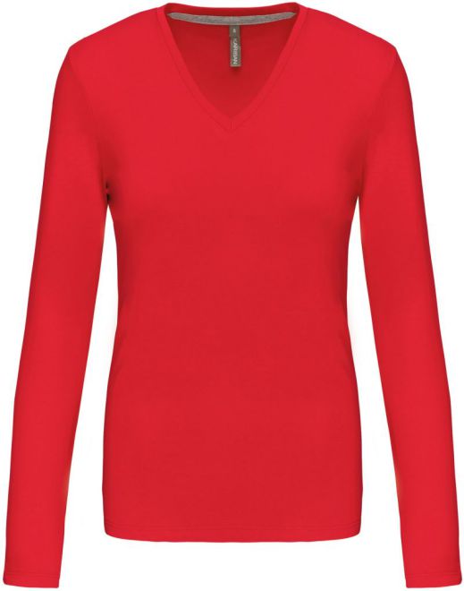 Damen V-Ausschnitt T-Shirt langarm