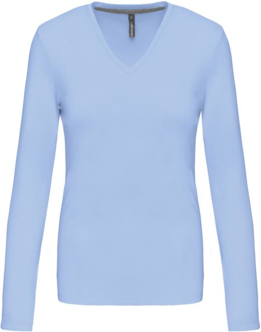 Damen V-Ausschnitt T-Shirt langarm