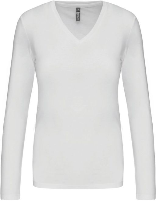 Damen V-Ausschnitt T-Shirt langarm