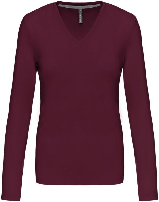 Damen V-Ausschnitt T-Shirt langarm