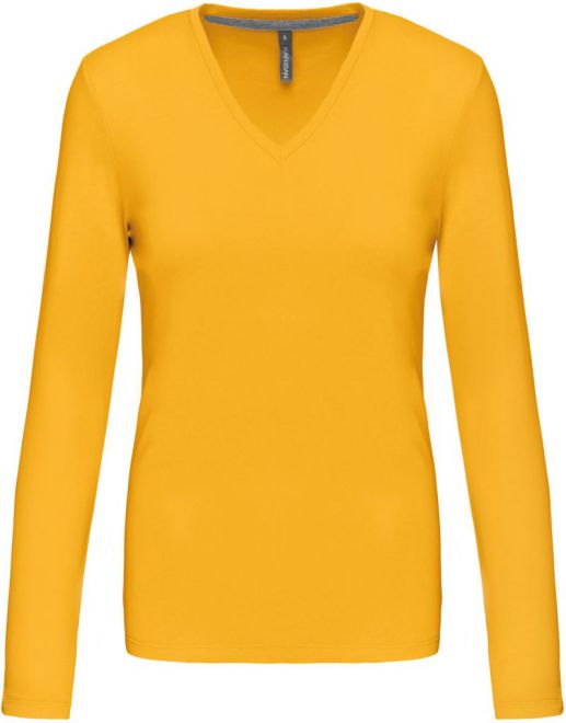 Damen V-Ausschnitt T-Shirt langarm