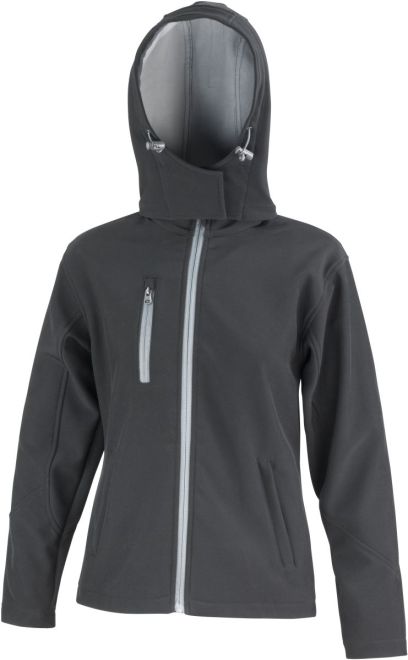 Damen 3-Lagen Softshell Kapuzenjacke