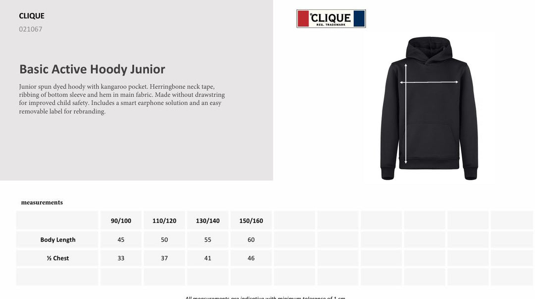 Junior Basic Hoody  |  Art. Nr. 021021
