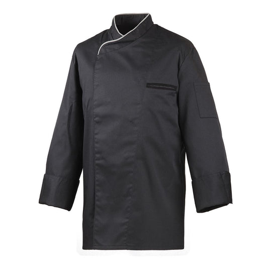 Kochjacke langarm Schwarz mit Druckknöpfen  |  Art. Nr. 2122