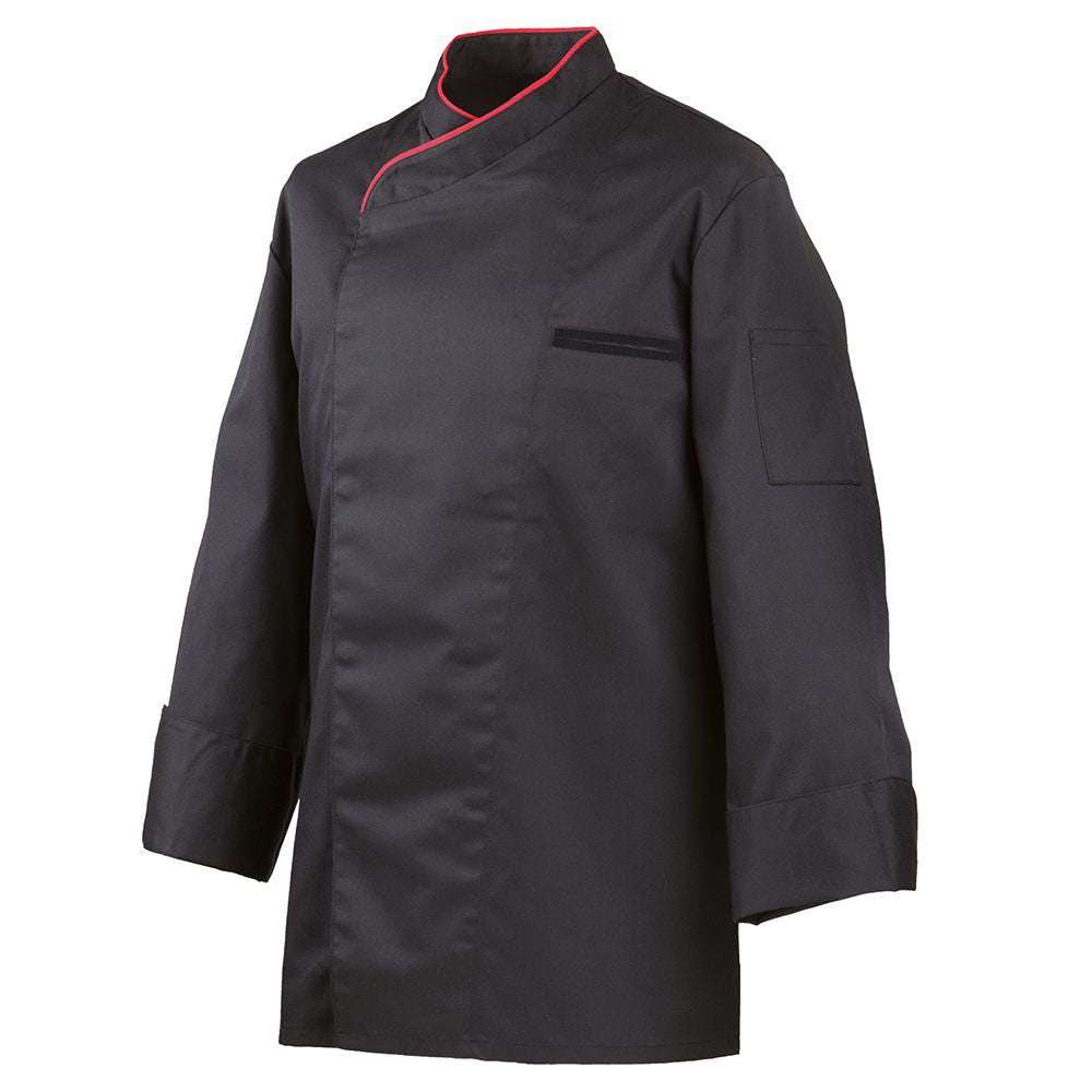 Kochjacke langarm Schwarz mit Druckknöpfen  |  Art. Nr. 2122