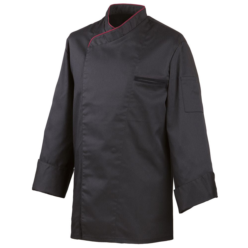 Kochjacke langarm Schwarz mit Druckknöpfen  |  Art. Nr. 2122